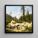 Two men with carts in front of a pine forest - Carl Bgh — framed artwork on a wall