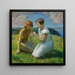 Dos jóvenes con una mariposa - Harold Harvey — cuadro enmarcado en la pared