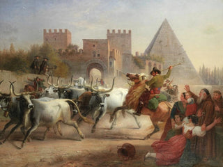 Dietrich Wilhelm Lindau - Driving cattle before the Porta San Paolo and Pyramid of Cestius Rome.webp
