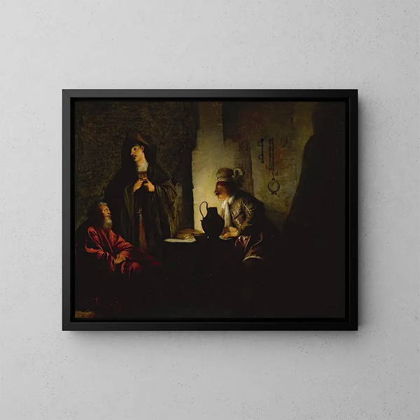 Joseph in Prison Painting - Dirck Dircksz van Santvoort — framed artwork on a wall