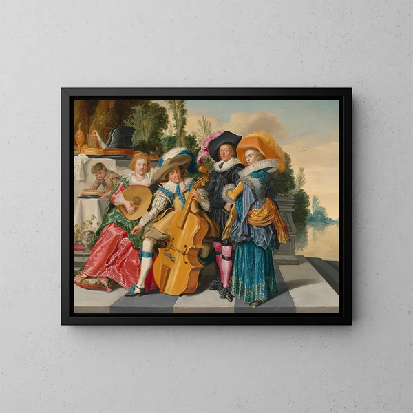 Compañía alegre en una terraza - Dirck Hals — cuadro enmarcado en la pared