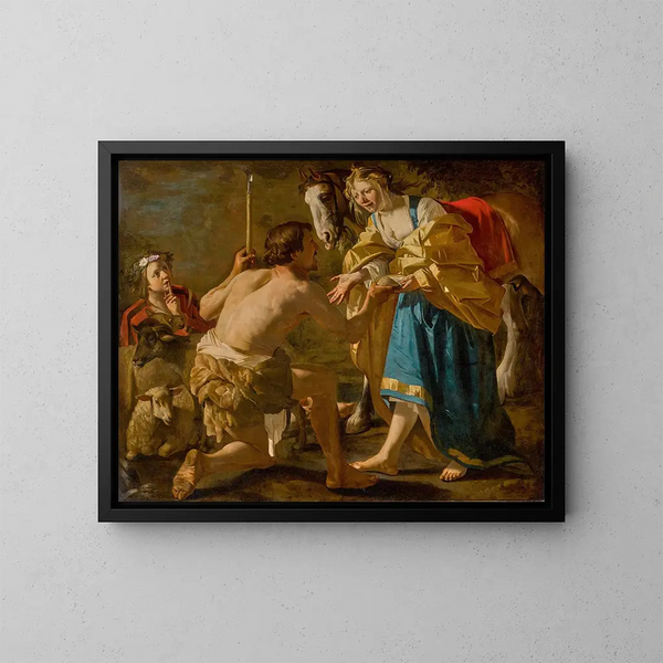 Granida and Daifilo - Dirck van Baburen — framed artwork on a wall