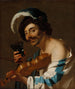 Jugador de violín con una copa de vino - Dirck van Baburen — vista de la obra