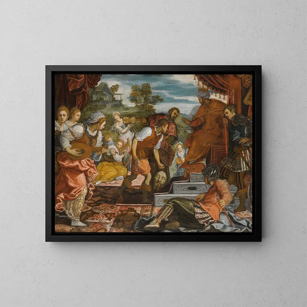 El Triunfo de David - Domenico Tintoretto — cuadro enmarcado en la pared