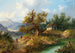 Paisaje Montañoso con un Pescador cerca de un Arroyo de Montaña - Dominik Schufried — vista de la obra