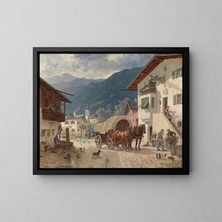 Repos devant l'auberge - Désiré Thomassin — cuadro enmarcado en la pared