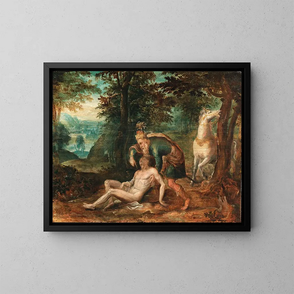 The Good Samaritan - Dutch School — framed artwork on a wall