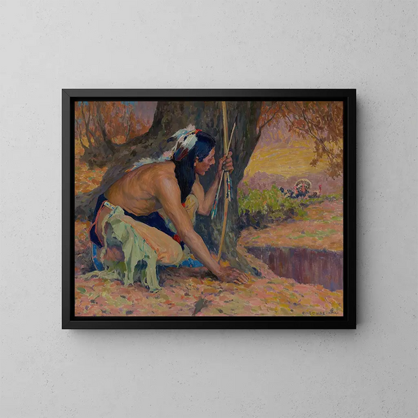 The Turkey Hunter - Eanger Irving Couse — framed artwork on a wall
