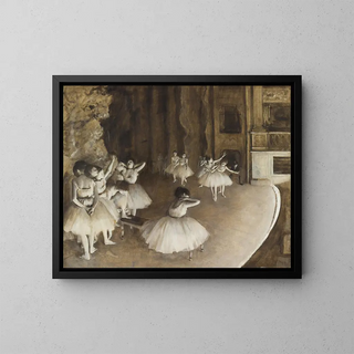 Repetición de ballet en escena - Edgar Degas — cuadro enmarcado en la pared