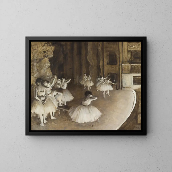 Repetición de ballet en escena - Edgar Degas — cuadro enmarcado en la pared