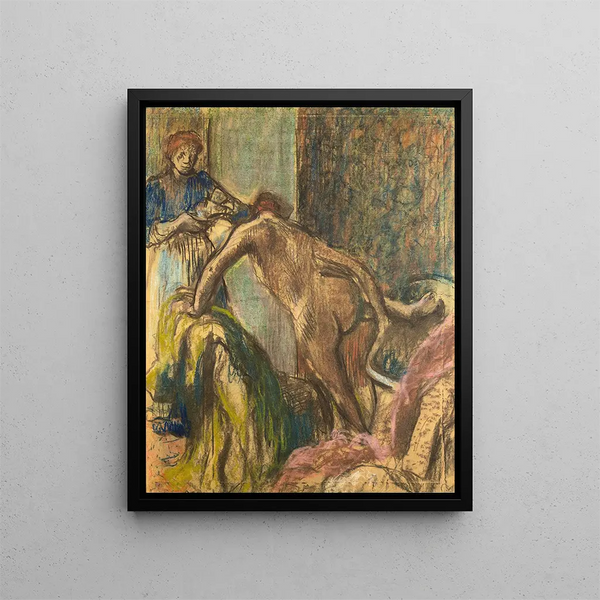 Desayuno después del baño - Edgar Degas — cuadro enmarcado en la pared
