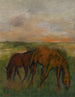 Dos caballos en pastoreo - Edgar Degas — vista de la obra
