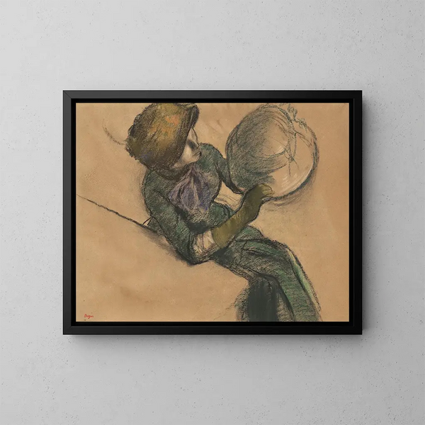 Mujer con sombrero - Edgar Degas — cuadro enmarcado en la pared