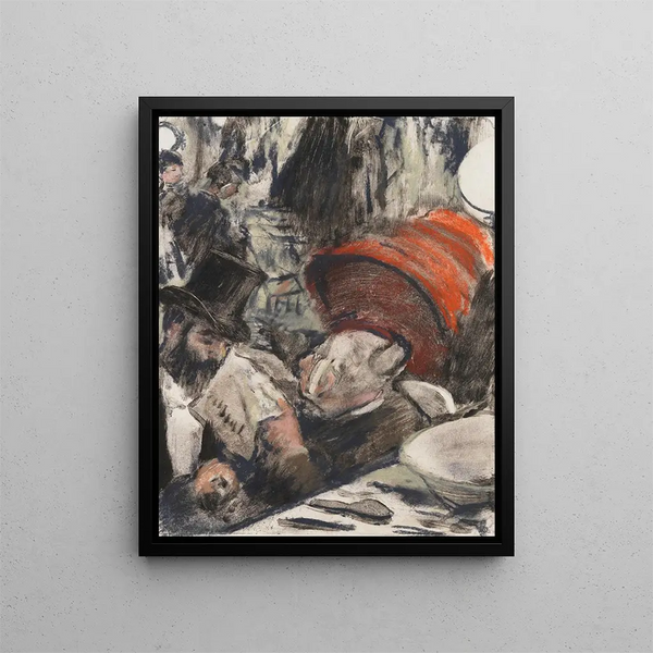 Ludovic Halévy encuentra a Madame Cardinal en las gradas - Edgar Degas — cuadro enmarcado en la pared