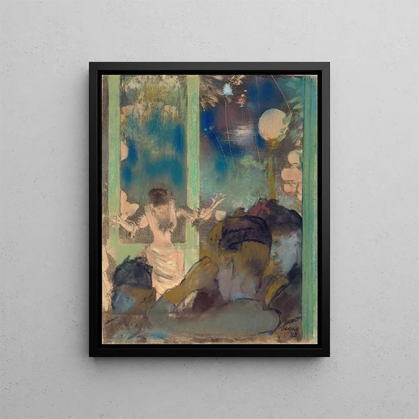 Mademoiselle Bécat en el Café de los Embajadores - Edgar Degas — cuadro enmarcado en la pared