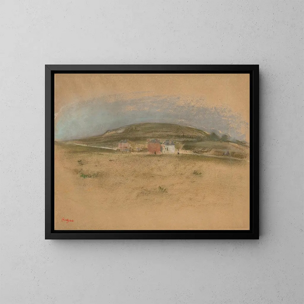Casas al pie de un acantilado - Edgar Degas — cuadro enmarcado en la pared