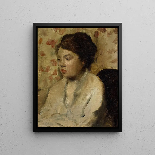 Retrato de una joven mujer - Edgar Degas — cuadro enmarcado en la pared