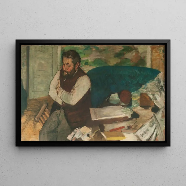 Retrato de Diego Martelli - Edgar Degas — cuadro enmarcado en la pared