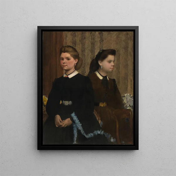 Las hermanas Bellelli Giovanna y Giuliana Bellelli - Edgar Degas — cuadro enmarcado en la pared