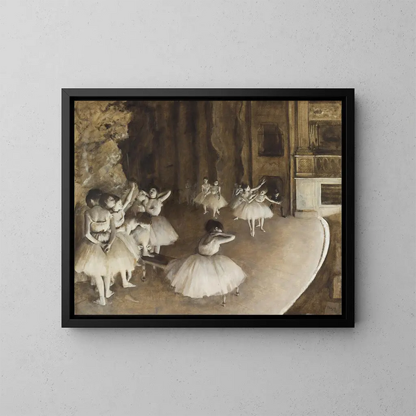 La Répétition du ballet sur scène - Edgar Degas — framed artwork on a wall