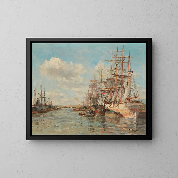 El puerto de La Rochelle - Edmond-Marie Petitjean — cuadro enmarcado en la pared