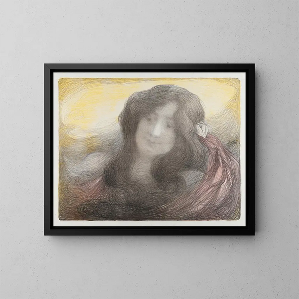 Girl with Long Hair - Edmond François Aman-Jean — framed artwork on a wall