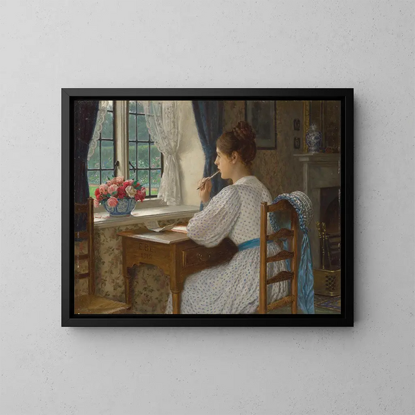 Pensées errantes - Edmund Blair Leighton — cuadro enmarcado en la pared
