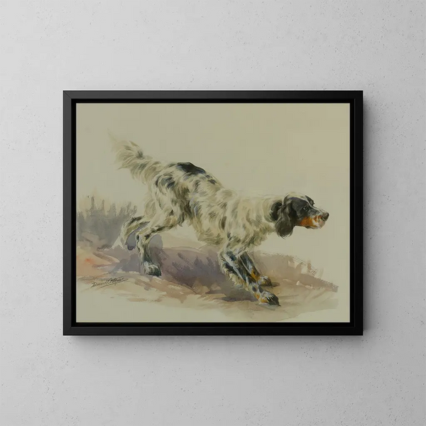 a Spaniel in action - Edmund Henry Osthaus — framed artwork on a wall