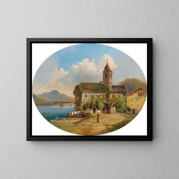View of Saint Wolfgang - Edmund Mahlknecht — framed artwork on a wall