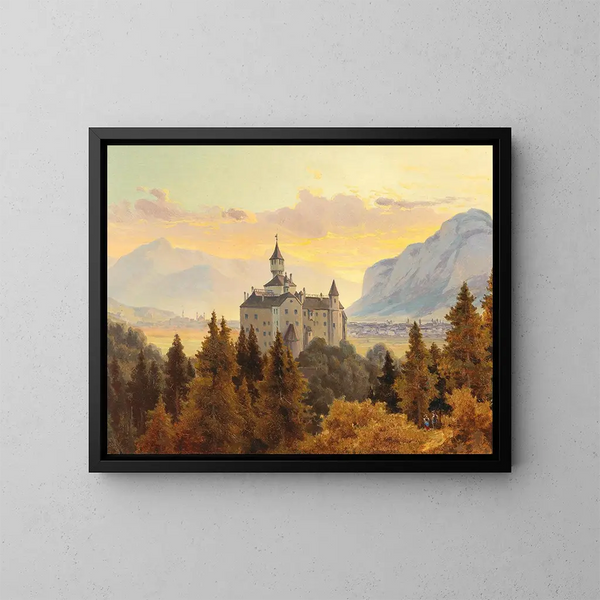 Vista del castillo de Ambras cerca de Innsbruck - Edmund Von Wrndle — cuadro enmarcado en la pared