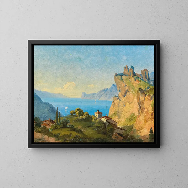 Vue de Nago sur le lac de Garde - Edmund Von Wrndle — cuadro enmarcado en la pared