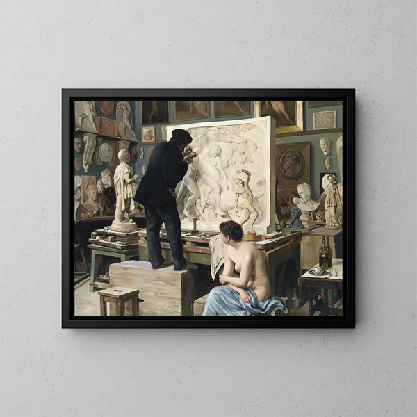 L'atelier de mon père - Édouard Dantan — cuadro enmarcado en la pared