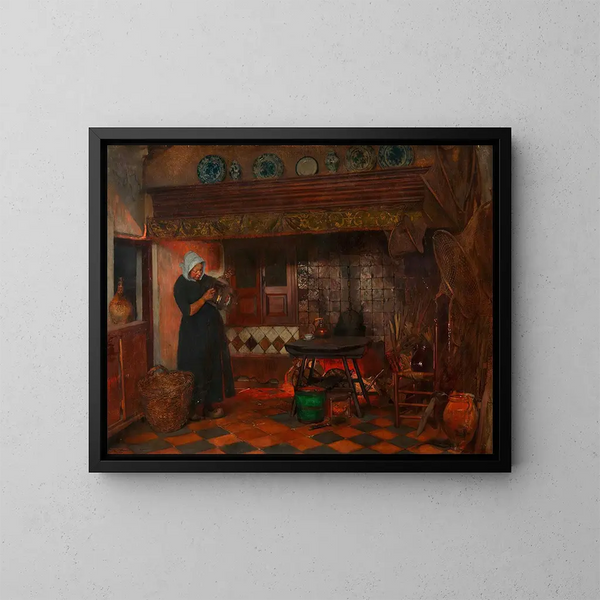 interior de cocina holandesa - Eduard Charlemont — cuadro enmarcado en la pared