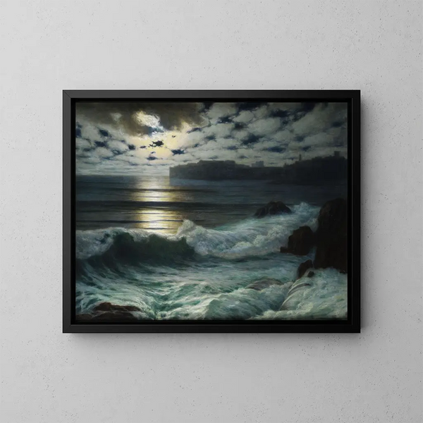 Dubrovnik bajo la luz de la luna - Eduard Kasparides — cuadro enmarcado en la pared