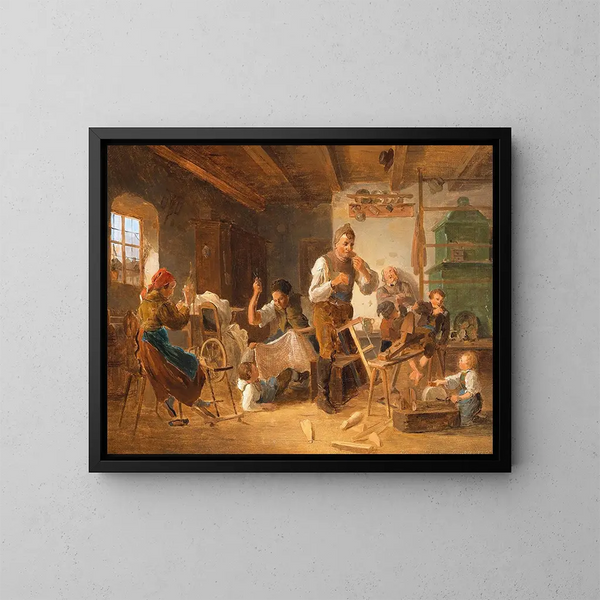 Vida familiar ocupada - Eduard Ritter — cuadro enmarcado en la pared