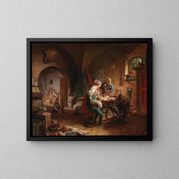 L'École du village - Eduard Ritter — cuadro enmarcado en la pared