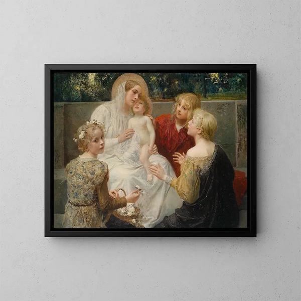 de la Virgen con niños - Eduard Veith — cuadro enmarcado en la pared