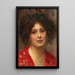 Retrato de una joven con vestido rojo - Eduard Veith — cuadro enmarcado en la pared