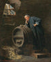 A monk in a wine cellar with a wine siphon - Eduard von Grützner — artwork view