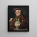 Falstaff a la mesa con una jarra de vino y una taza de estaño - Eduard von Grützner — cuadro enmarcado en la pared