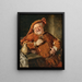Falstaff con una jarra y un vaso - Eduard von Grützner — cuadro enmarcado en la pared