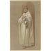 Monk Chartreux with a bouquet of symbolic flowers - Eduard von Steinle — framed artwork on a wall