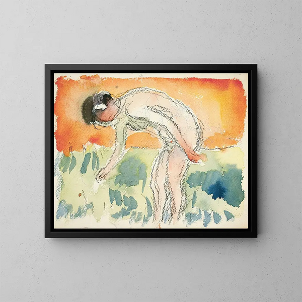 Acto desnudándose - Edvard Munch — cuadro enmarcado en la pared