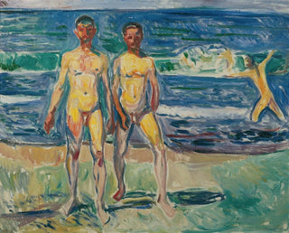 Hombres junto al mar - Edvard Munch — vista de la obra