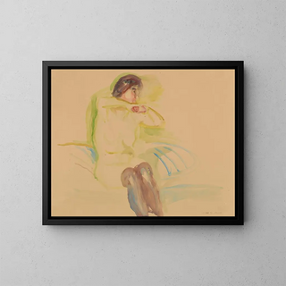 Mujer sentada desnuda - Edvard Munch — cuadro enmarcado en la pared