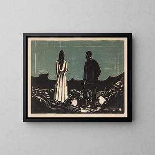 Dos personas, los solitarios - Edvard Munch — cuadro enmarcado en la pared
