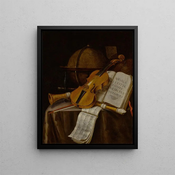 Edwaert Collier - Vanitas still life with a violin recorders music manuscripts and a globe.webp