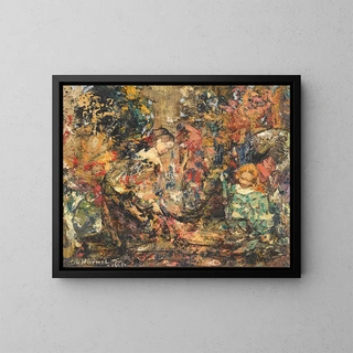 Filles aux fleurs - Edward Atkinson Hornel — cuadro enmarcado en la pared