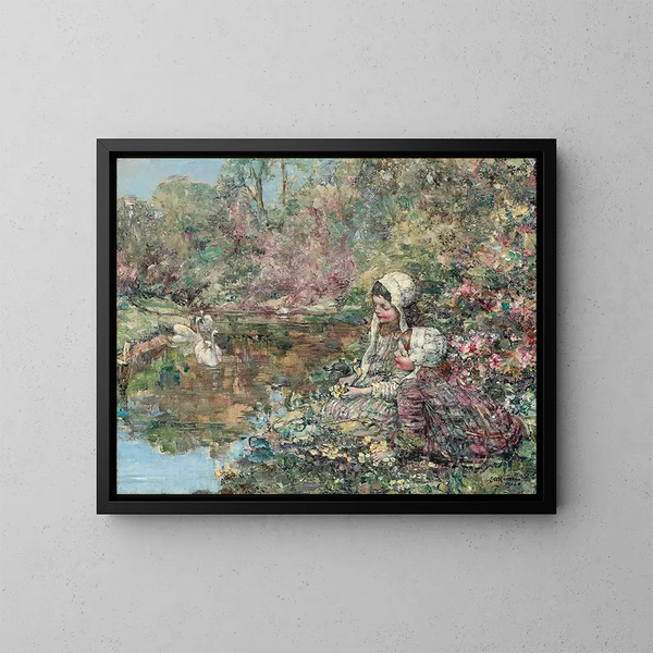 Los bosques del lago - Edward Atkinson Hornel — cuadro enmarcado en la pared