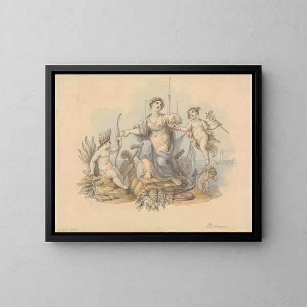 Allegory of the Trades of the Sea - Edward Francis Burney — framed artwork on a wall